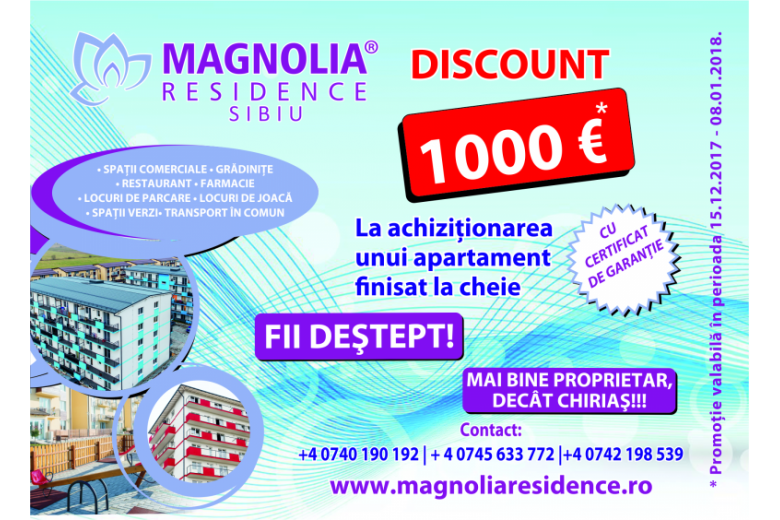 Oferta de sarbatori la Magnolia Residence Sibiu